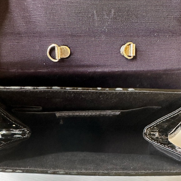 Vintage Glen Miller for Ann Turk Genuine Leather Crocodile Print Black Handbag - Picture 7 of 7